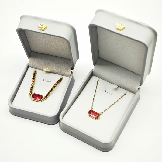 August·Scarlet Necklace and Bracelet·Birthstone Necklace and Bracelet Set